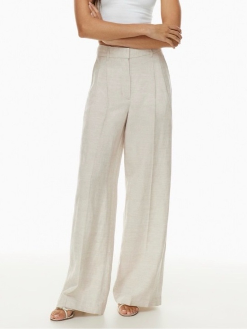 Wilfred Effortless Linen Pant Light Beige Size 00 Aritzia #98765